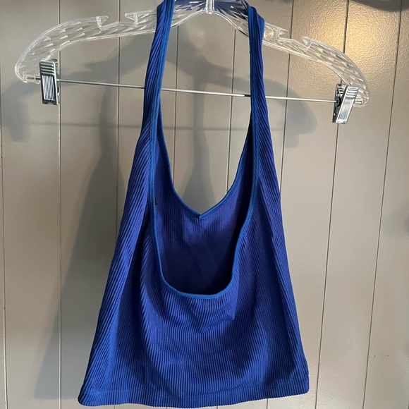 Out from Under blue ribbed halter top /bralette tank - Picture 2 of 4